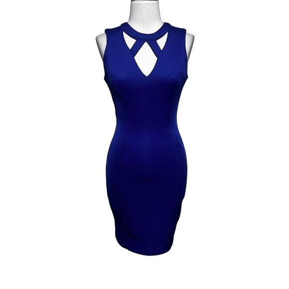 Guess Sexy Sleeveless Scuba Party Dress Blue Size 2 - Picture 1 of 4